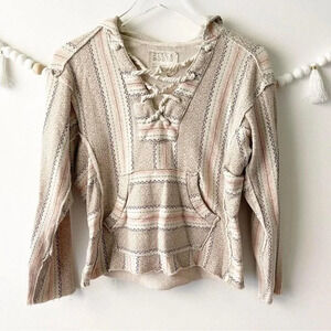 Billabong Lace Up Baja Hippie Hoodie Sweatshirt Beach Rasta Lounge Size XSMALL